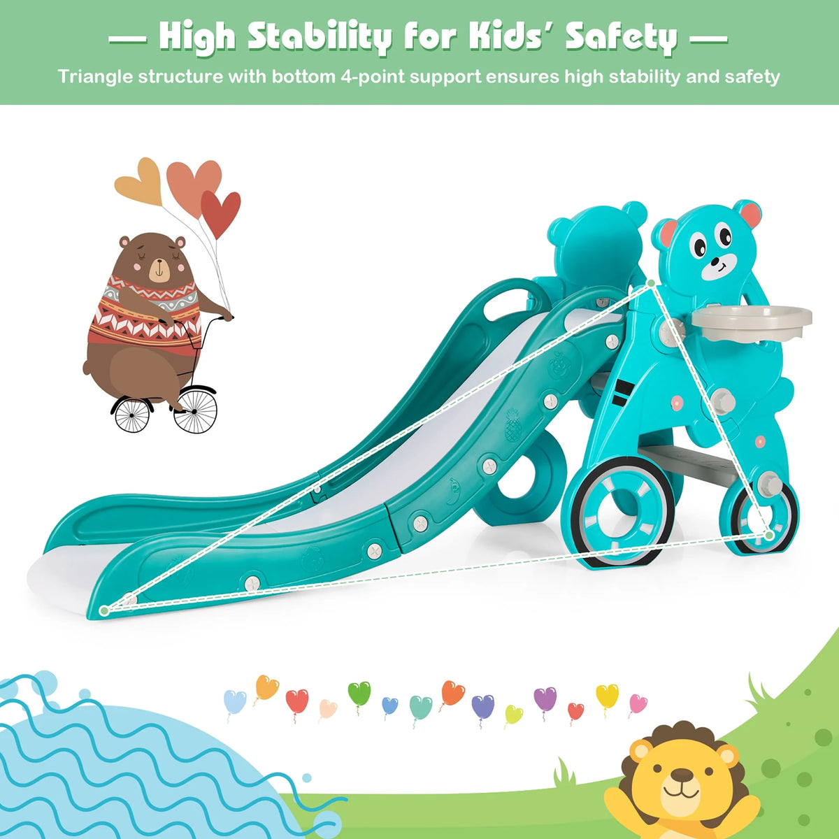 Foldable Baby Slide Toddler Climber PlaySet Pink S3281