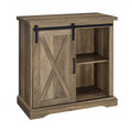 Rustic Oak Sliding Door Buffet Cabinet W7686