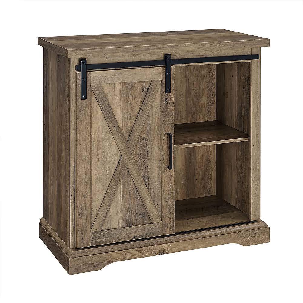 Rustic Oak Sliding Door Buffet Cabinet W7686