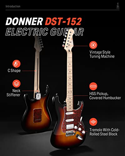 39" HSS Electric Guitar Kit with Amp, Bag, Accessories V41028