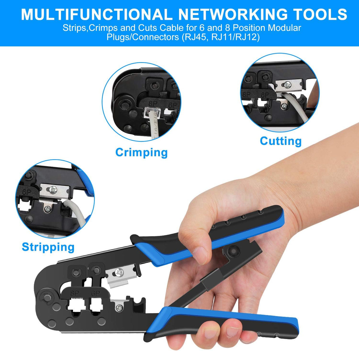 RJ45 Crimping Tool Kit Ethernet Crimp Tool Set G799188