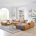 Tan 6-Piece Vegan Leather Sectional Sofa L96430