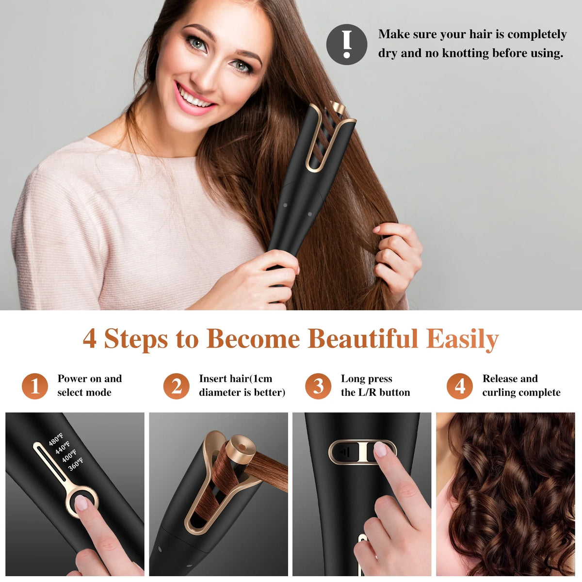 Gold 1" Rotating Barrel Curling Iron Z19588