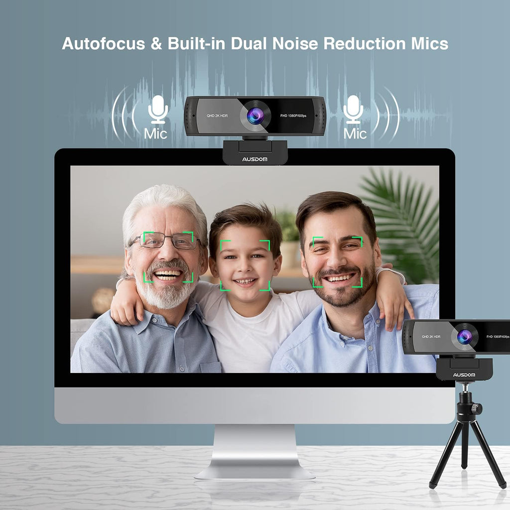 2K QHD AutoFocus Webcam with Dual Noise Cancelling Microphones I355