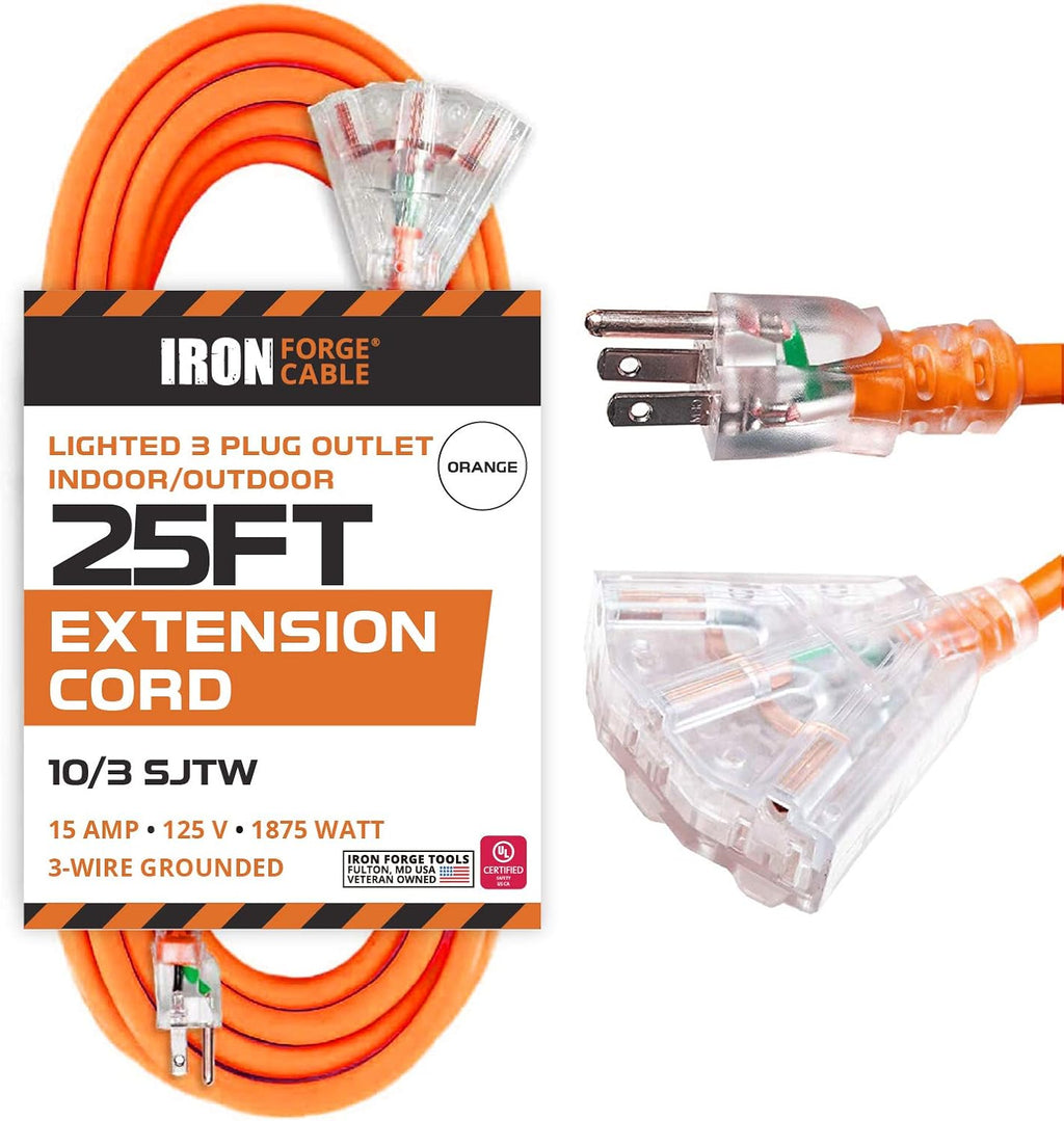 Yellow 3 Outlet Heavy Duty Extension Cord D871
