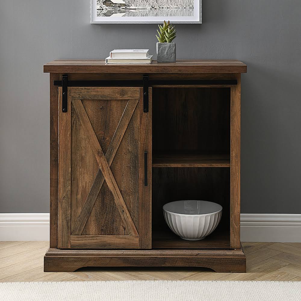Rustic Oak Sliding Door Buffet Cabinet W7686