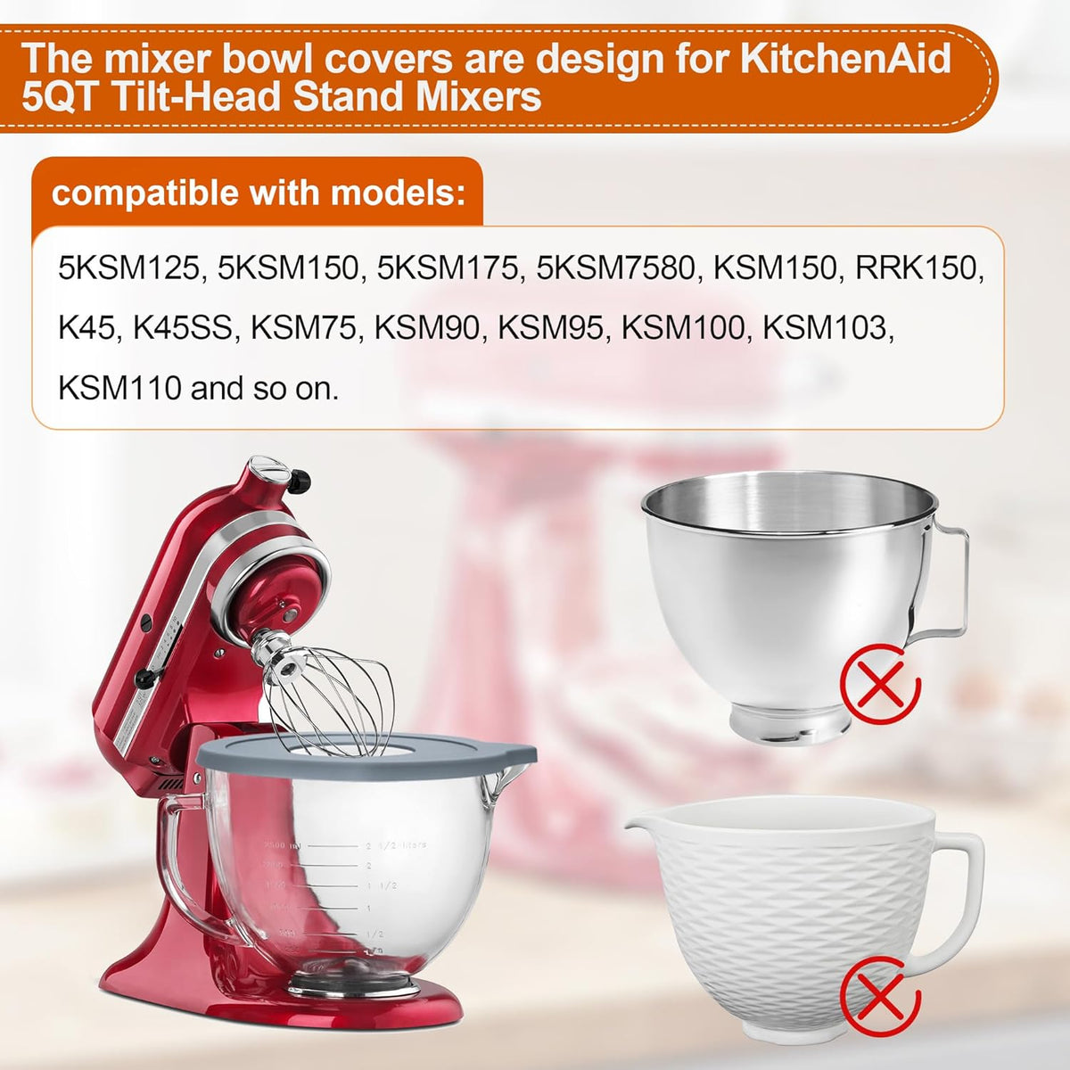 Mixer Bowl Covers for 5 Quart Tilt-Head Stand Mixers X234