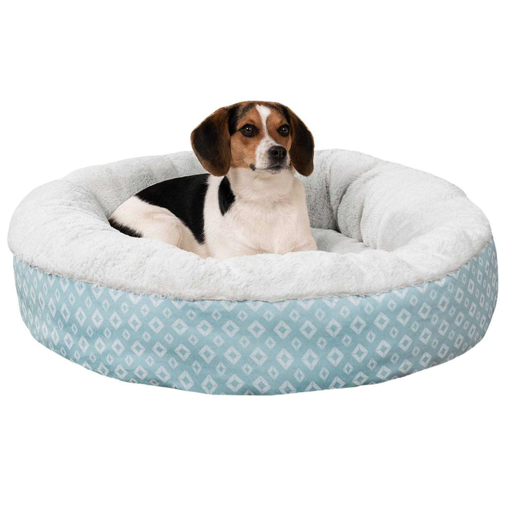 Plush Diamond Print Calming Donut Pet Bed N604