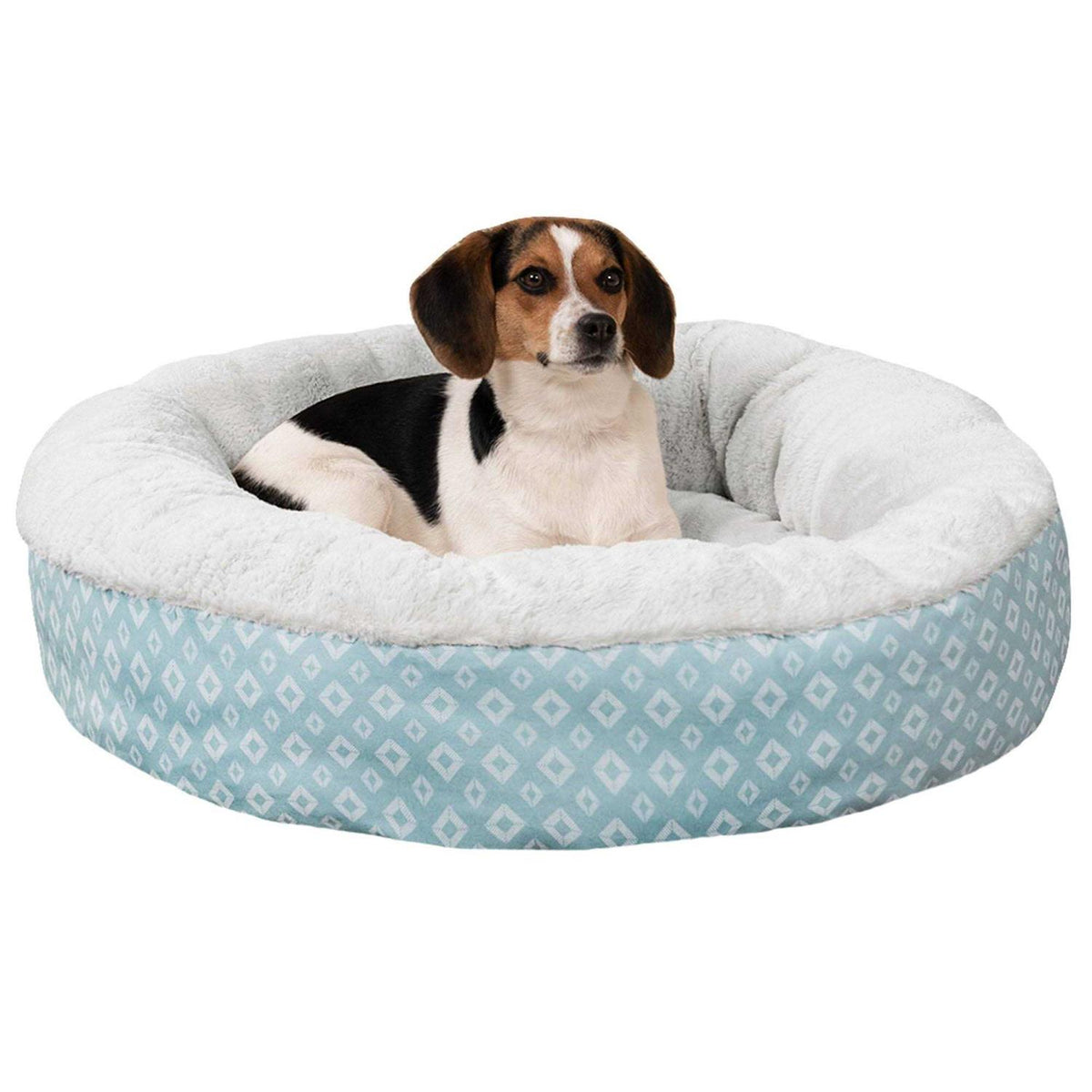 Plush Diamond Print Calming Donut Pet Bed N604