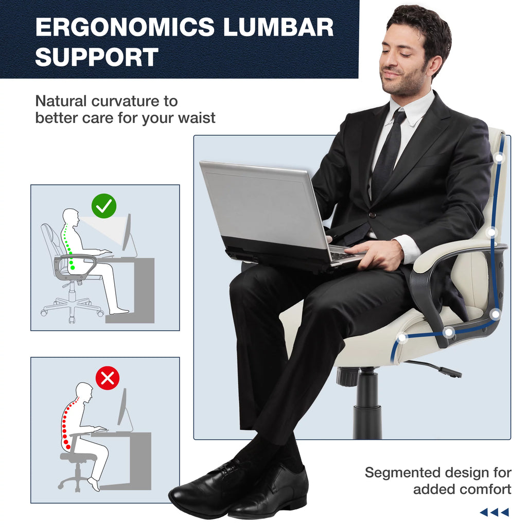 White PU Leather Adjustable Swivel Office Chair L1204