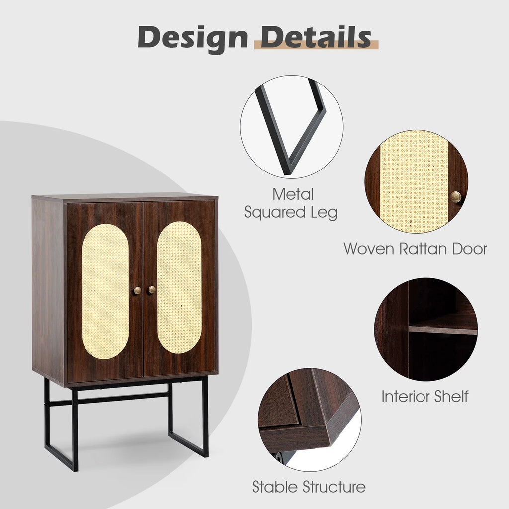 36" Rattan Woven 2 Door Sideboard W73463