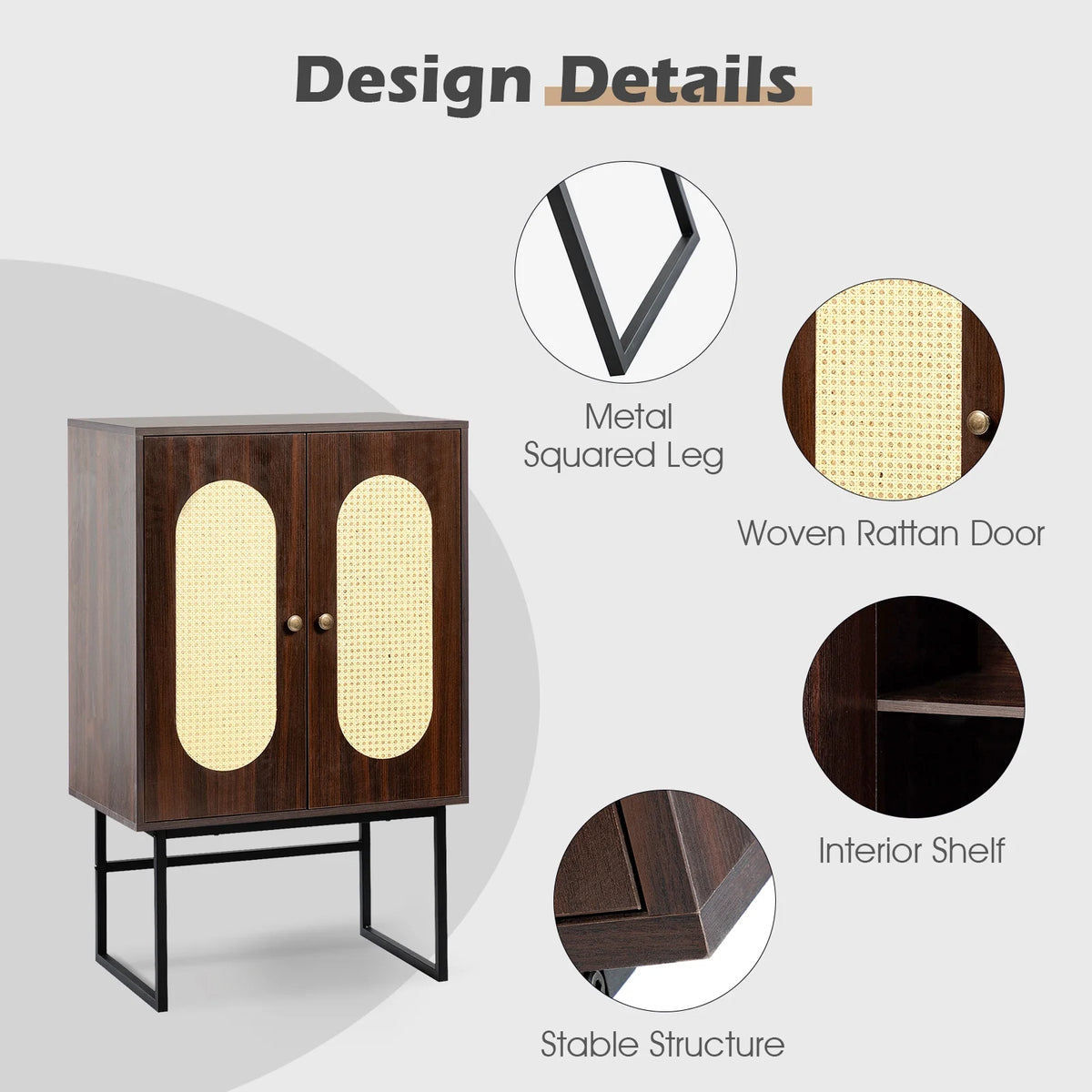 36" Rattan Woven 2 Door Sideboard W73463