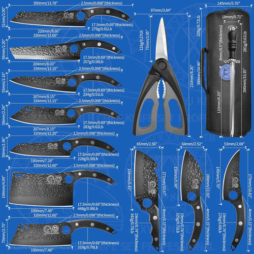 10 Piece High Carbon Steel Black Knife Set with Magnetic Knife Block F233593