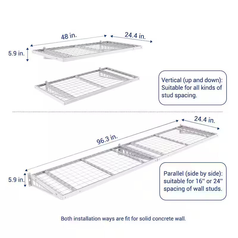 Heavy Duty Wall Shelf with Brackets in White O8341