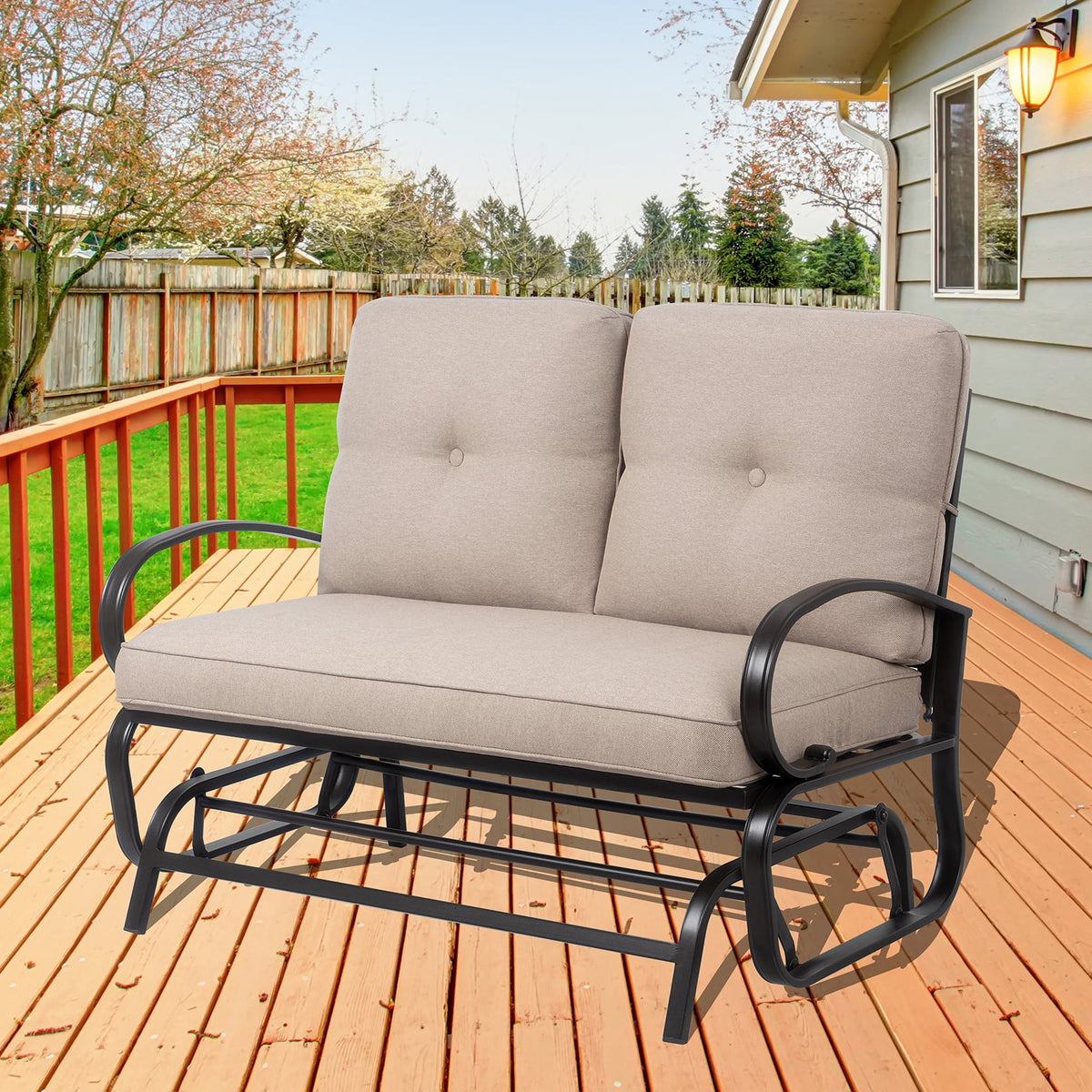 Metal Swing Glider Bench with Cushion J578