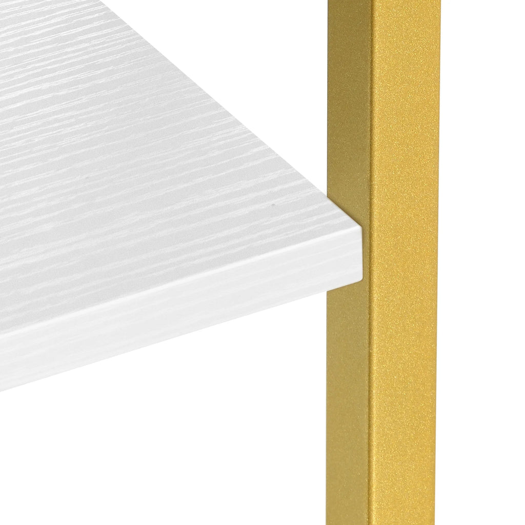 5-Tier Gold and White Bookshelf Y52665