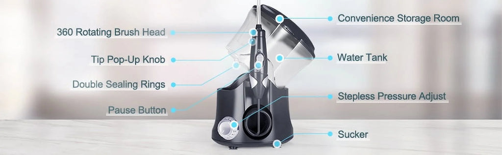 Water Flosser Oral Irrigator with 10 Pressures & 8 Tips, 600ml E776
