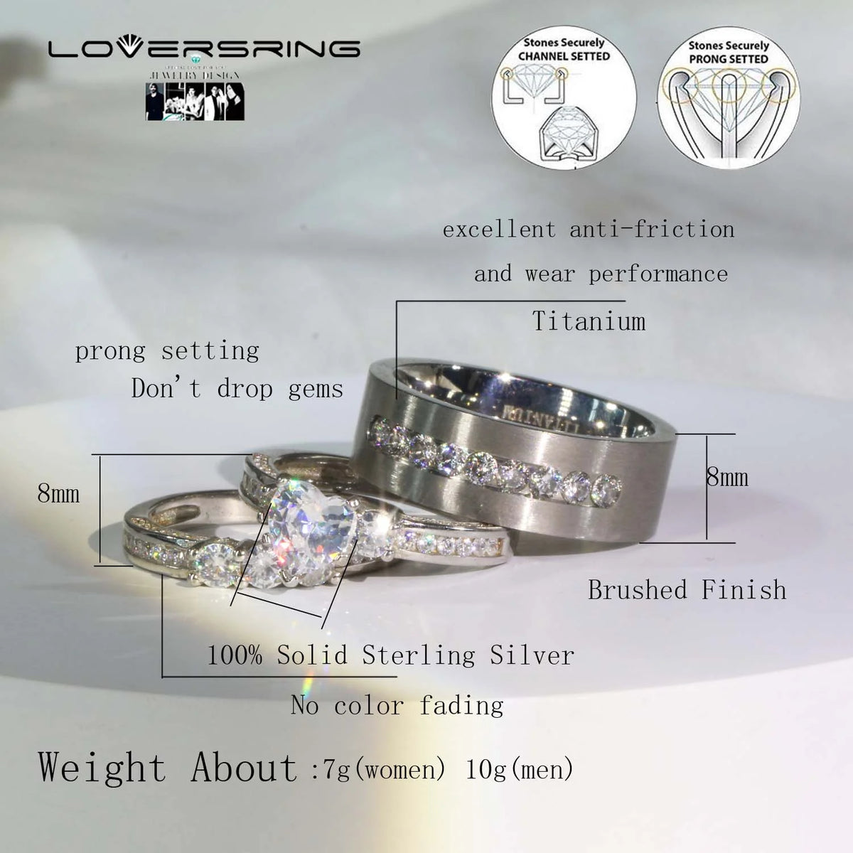 Sterling Silver Diamond Wedding Ring Set A55790