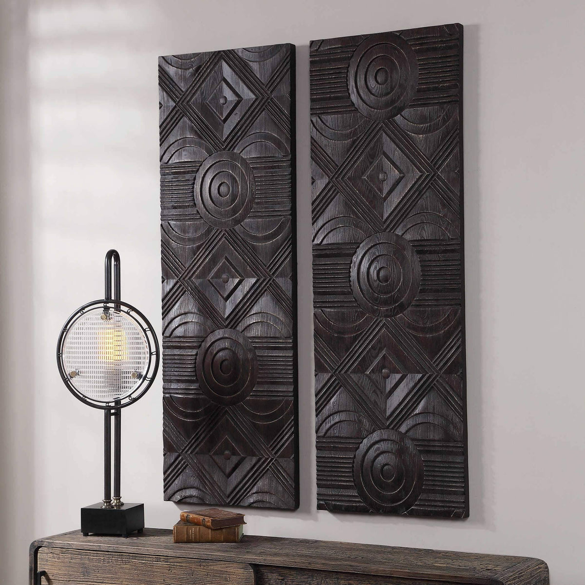 Carved Wood Wall Panels - Set of 2 F891824