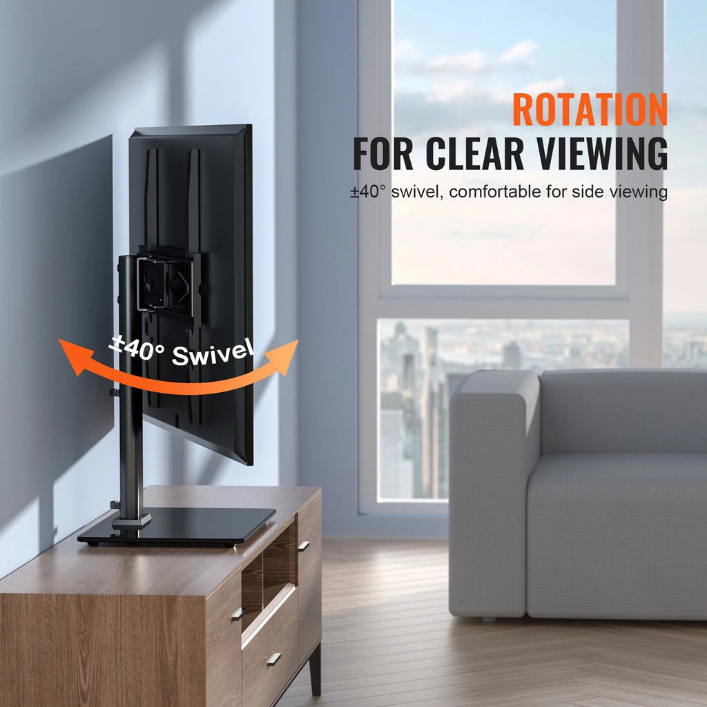Universal Swivel TV Stand for 32"-55" TVs Adjustable Height Glass A67453
