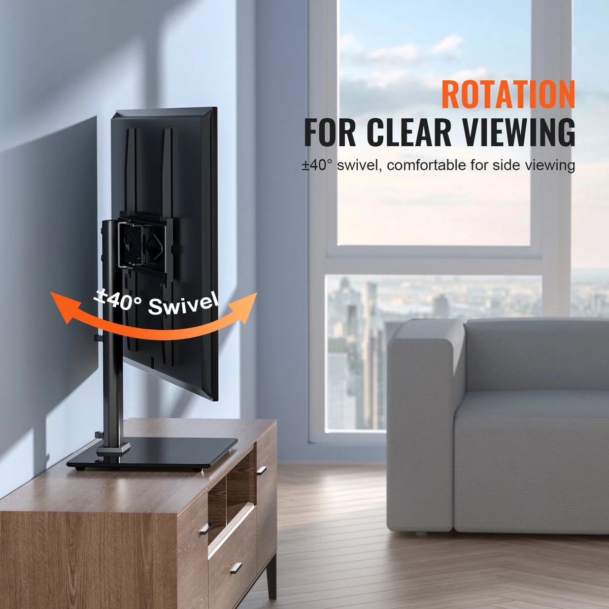 Universal Swivel TV Stand for 32"-55" TVs Adjustable Height Glass A67453