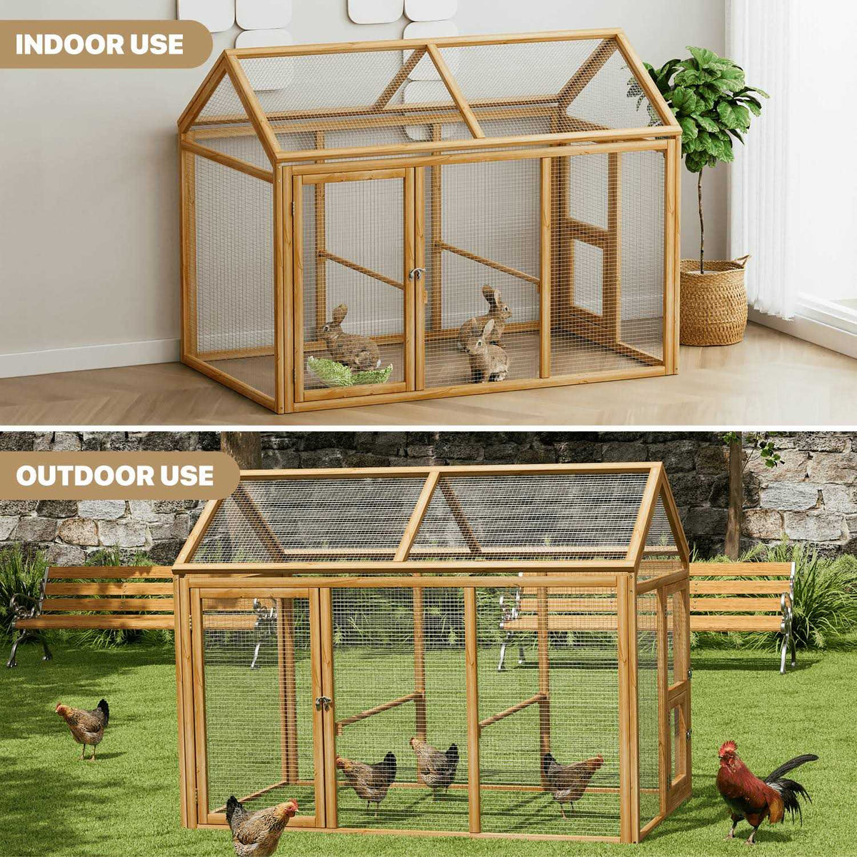 Outdoor Chicken Coop with Roosting Rods K5348
