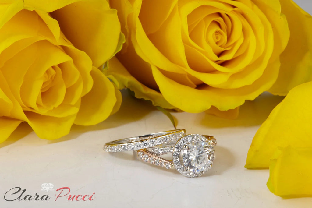 18K White Rose Gold Halo Engagement Ring with Diamond D835451