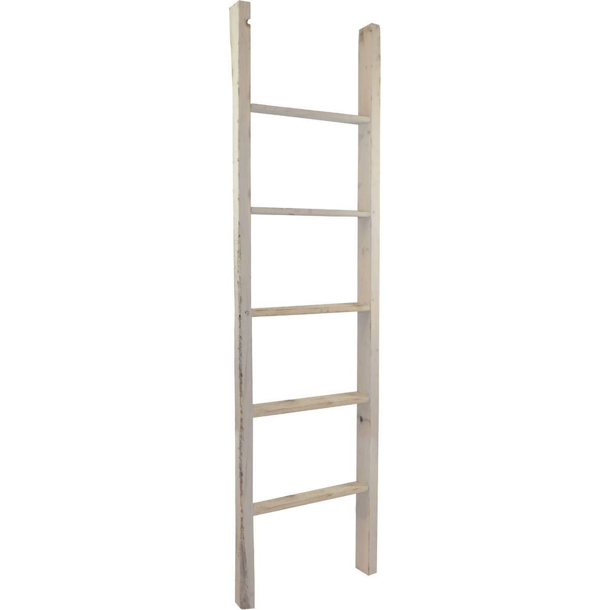 Chalk Dust White Vintage Farmhouse 5-Rung Ladder F913260