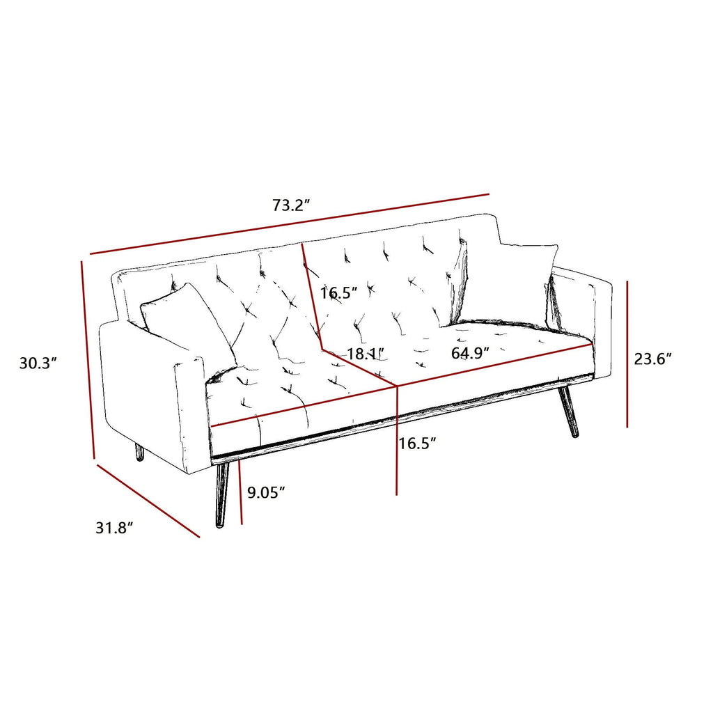Cream White Convertible Folding Futon Sofa Bed F50678