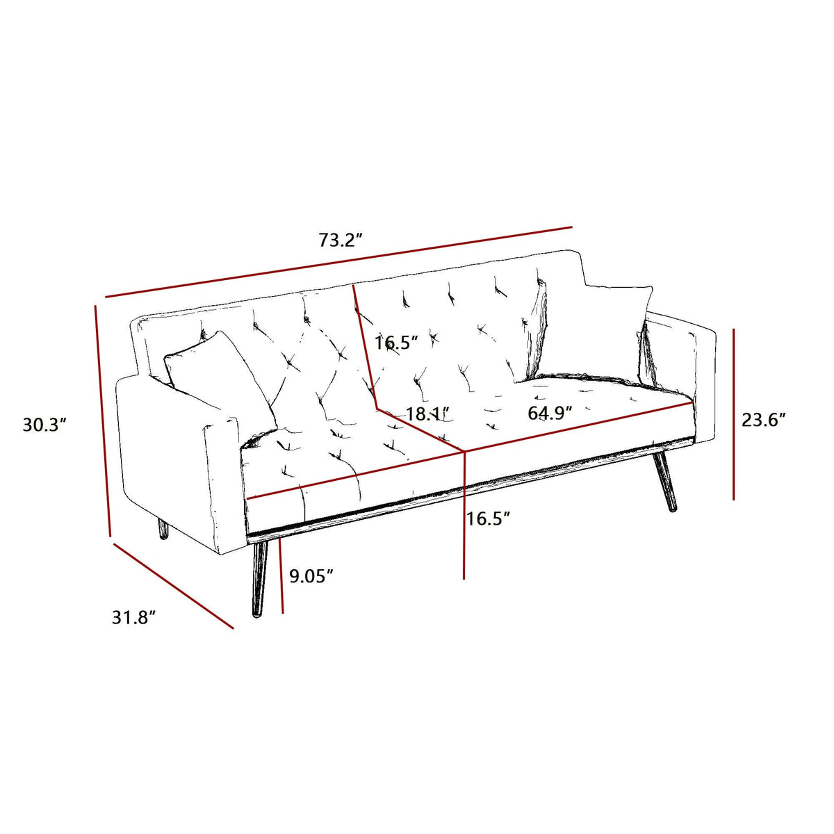 Cream White Convertible Folding Futon Sofa Bed F50678