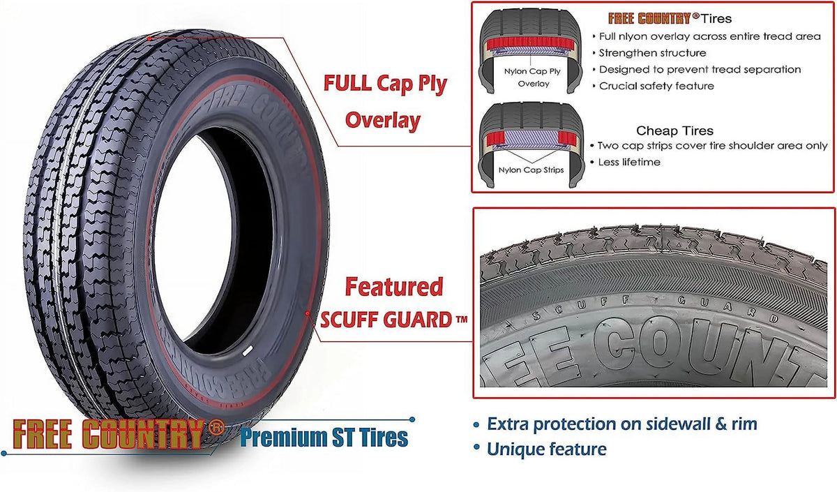 Heavy Duty Trailer Tire ST205/75R15 10PR Load Range E Set 4 B47157