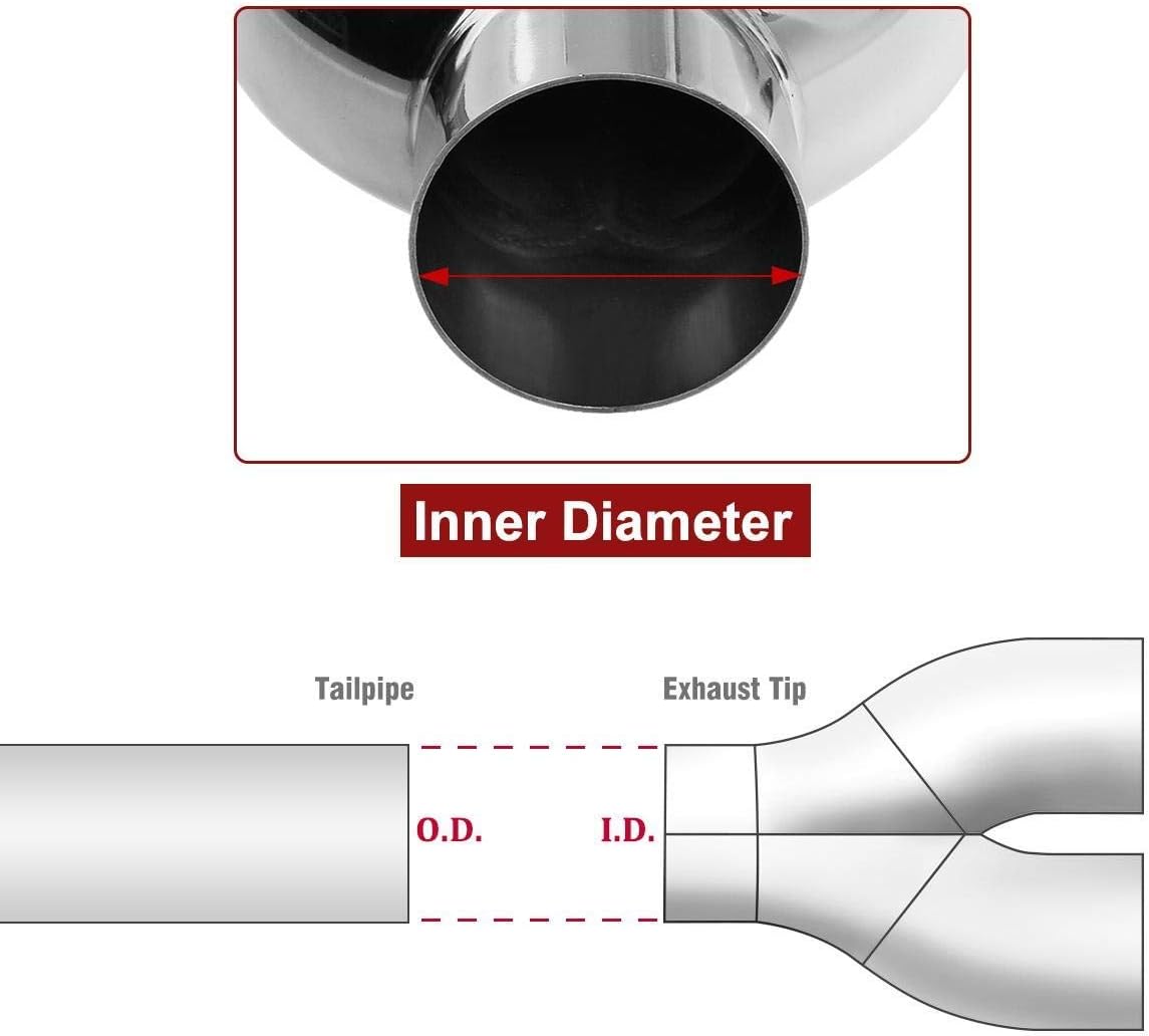 Pack of 2 Polished Stainless Dual Exhaust Tip Tailpipe 2.5 Inch Inlet 3.5" Outlet 9.5" Length J72280