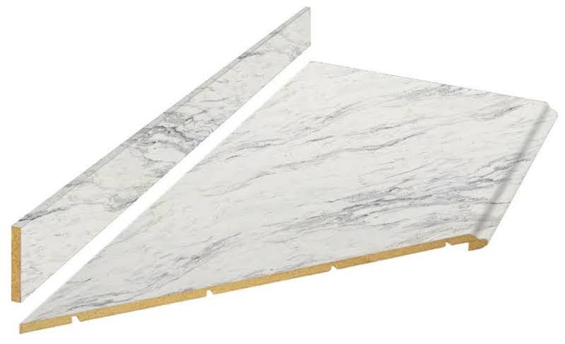 8 ft White Laminate Countertop Kit with Left Miter and Full Wrap Ogee Edge D19997