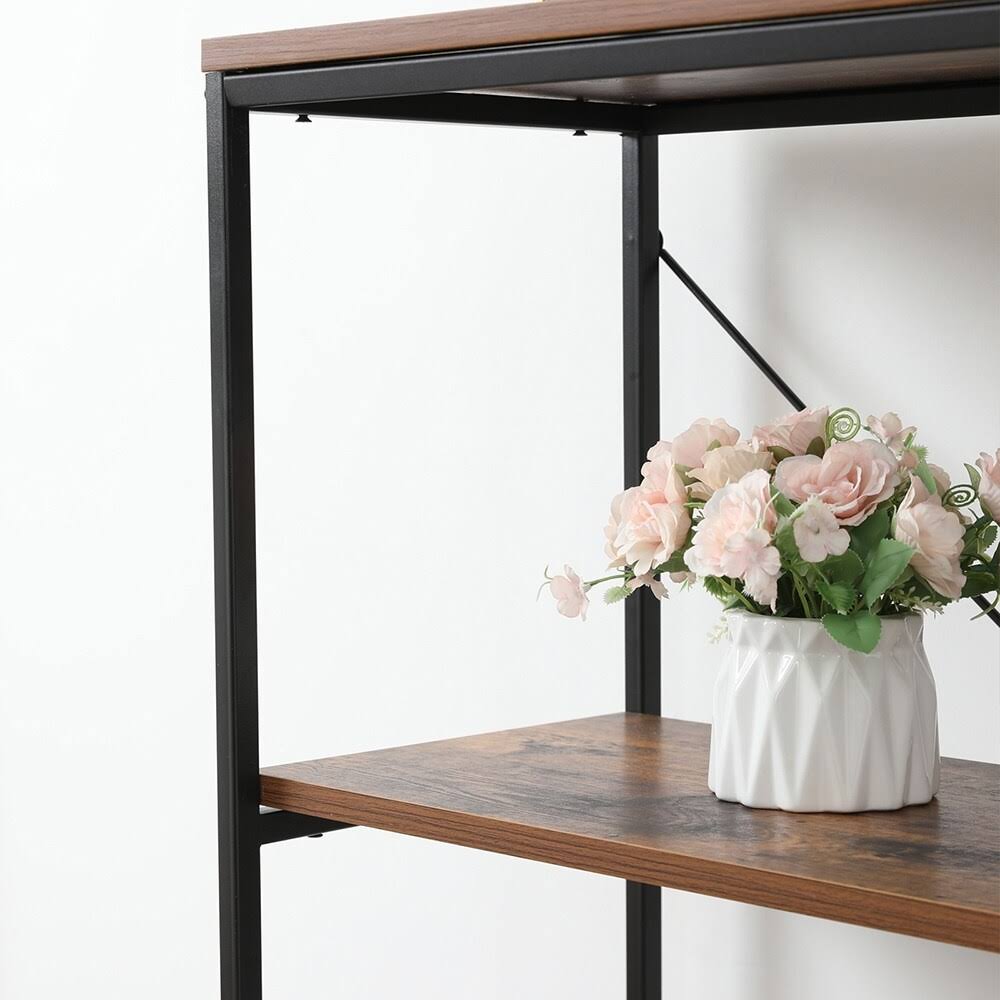 Brown Metal and Wood 4 Shelf Bookcase I4778
