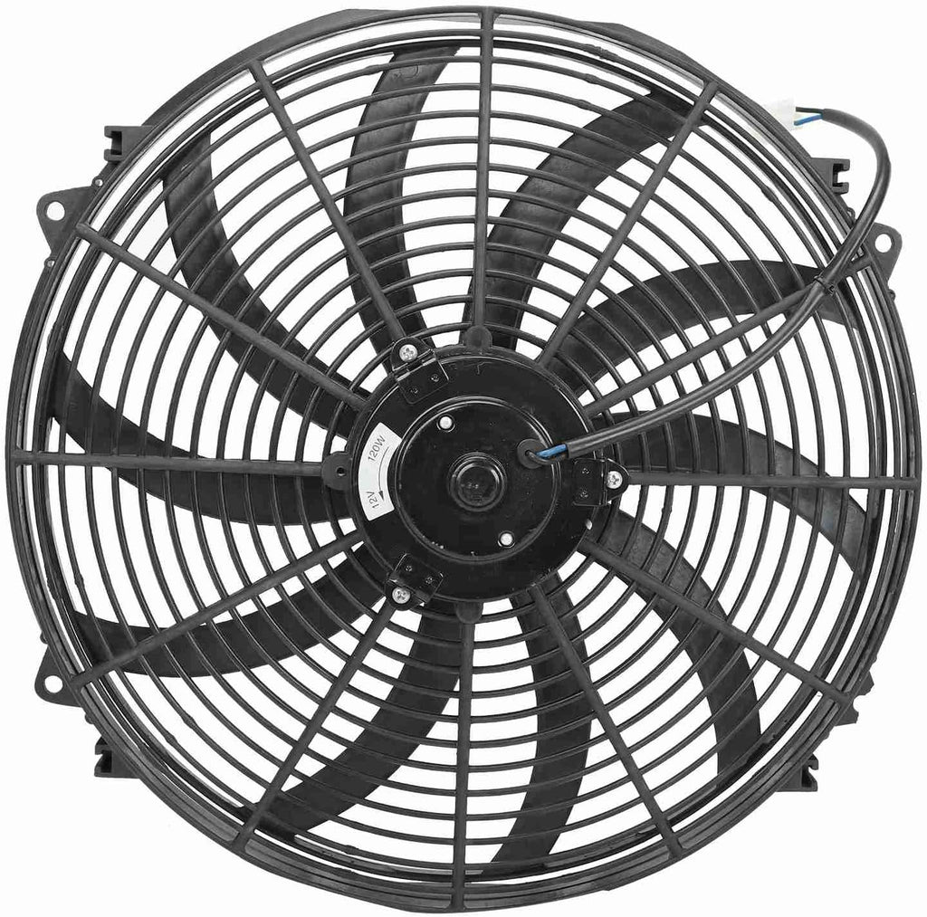 16" 12V Black Slim Electric Cooling Radiator Fan Assembly with Fan Mounting Kit Pack of 2 L21774