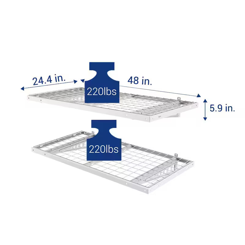Heavy Duty Wall Shelf with Brackets in White O8341