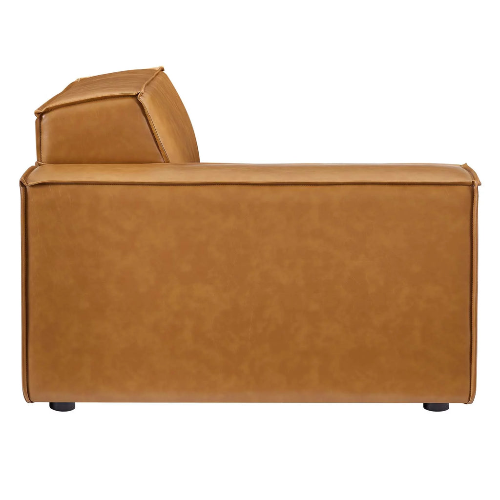 Tan 6-Piece Vegan Leather Sectional Sofa L96430