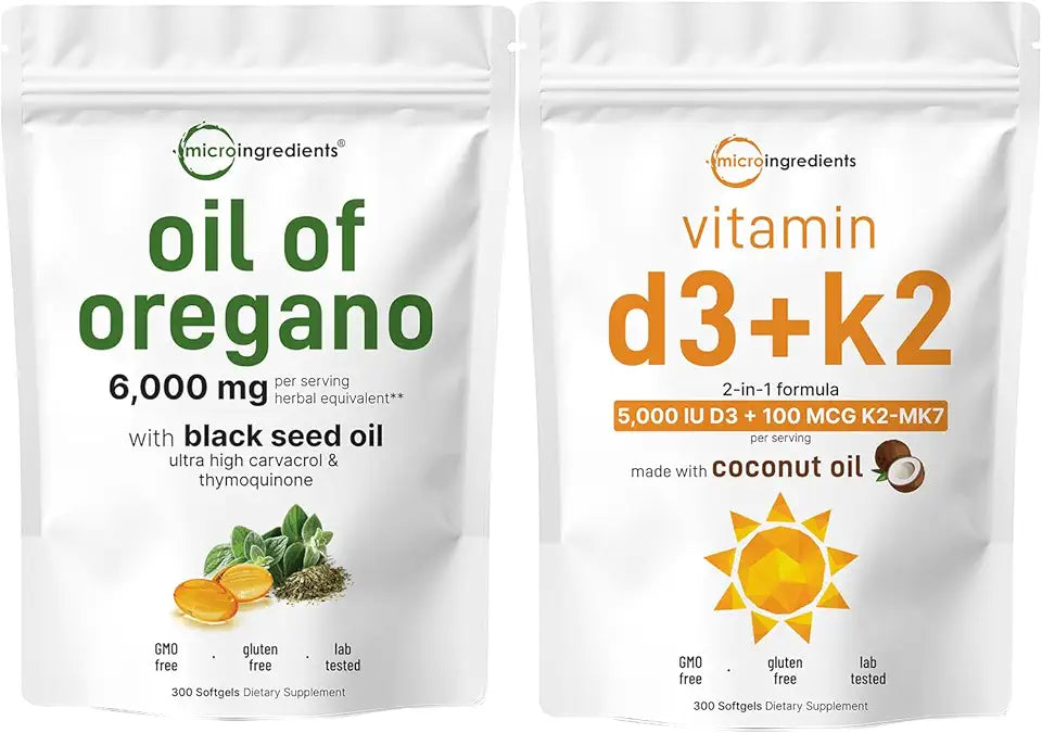 Oil of Oregano Vitamin D3 K2 Coconut Oil Softgels W56950