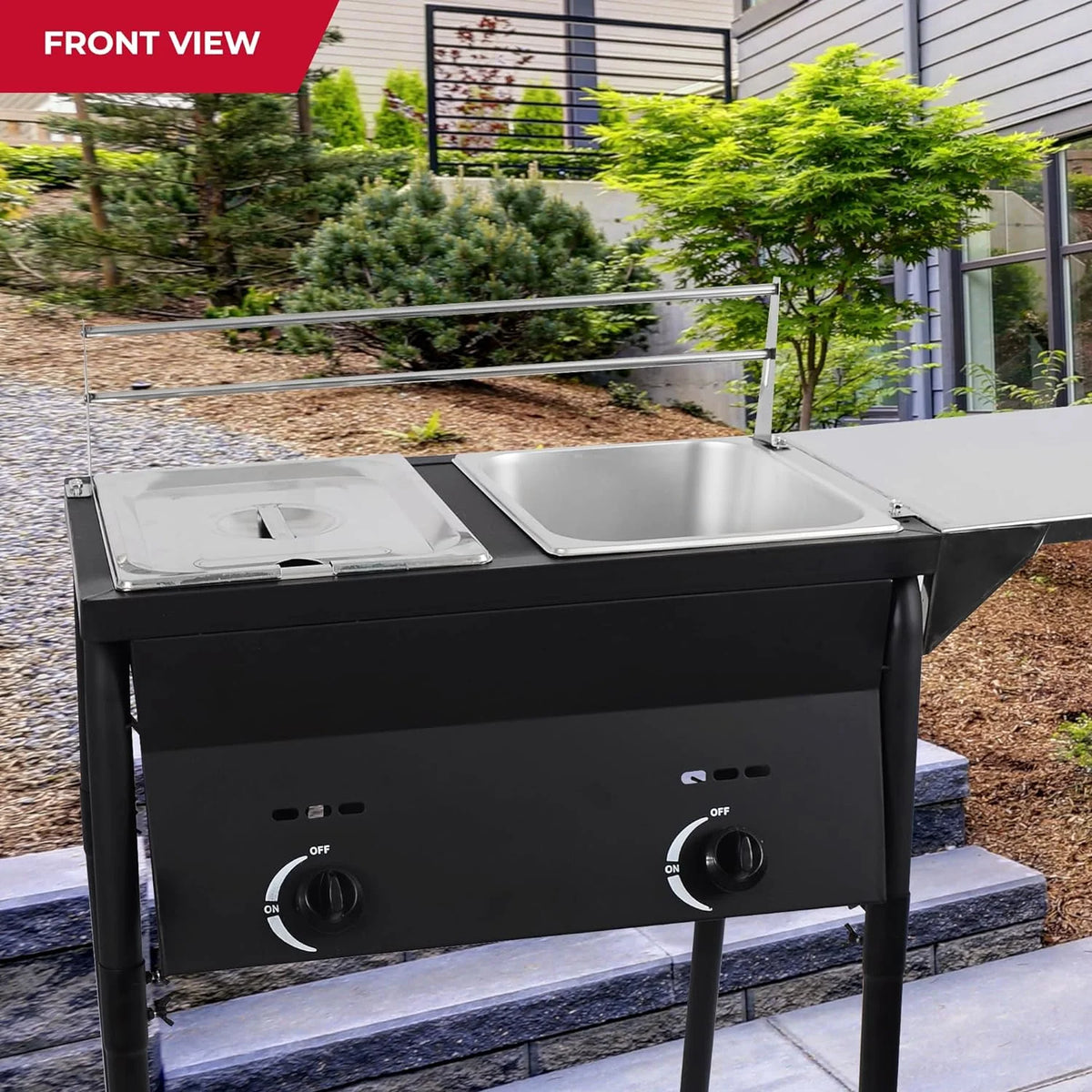 Black Propane Deep Fryer with 2 Stainless Steel Basket V42444