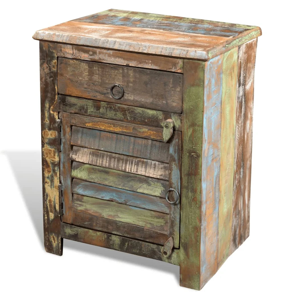 End Table with 1 Drawer 1 Door Reclaimed Wood F19874