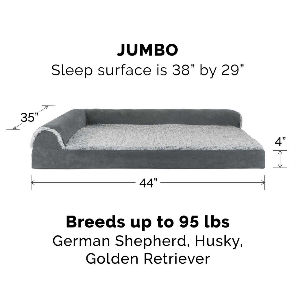 Two-Tone Faux Fur Suede Chaise Lounge Dog Bed U978178