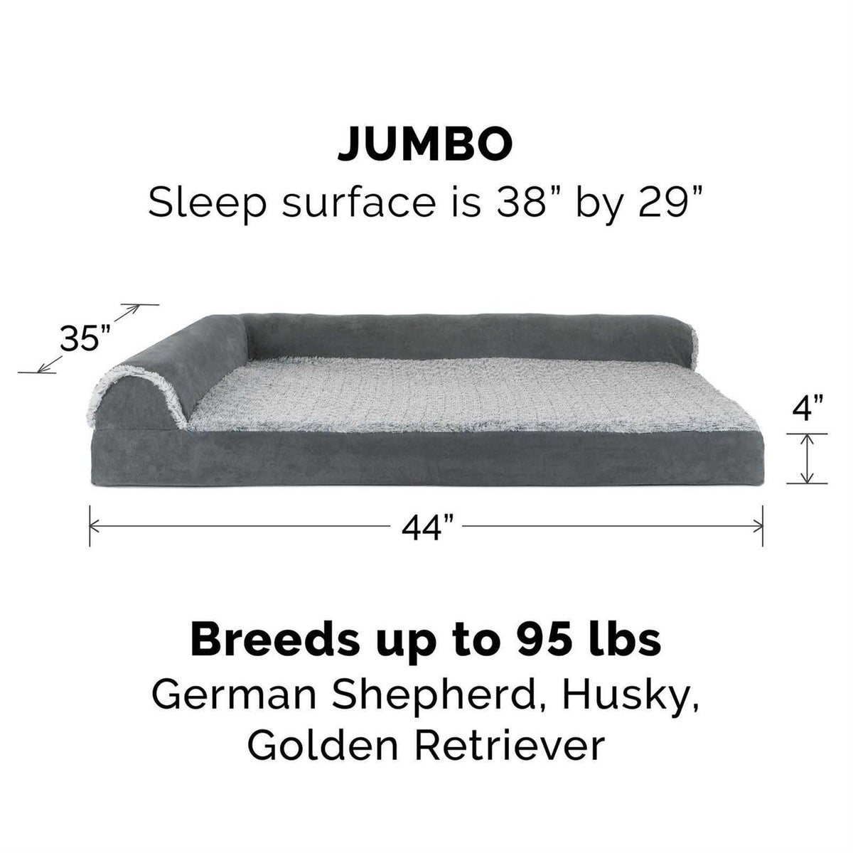 Two-Tone Faux Fur Suede Chaise Lounge Dog Bed U978178
