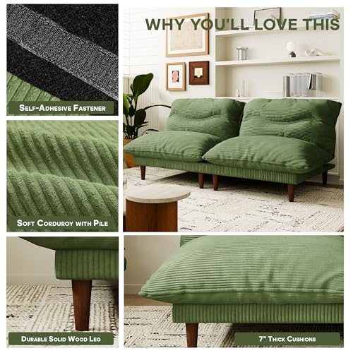 Green Corduroy 4 in 1 Convertible Futon Sofa Bed H289