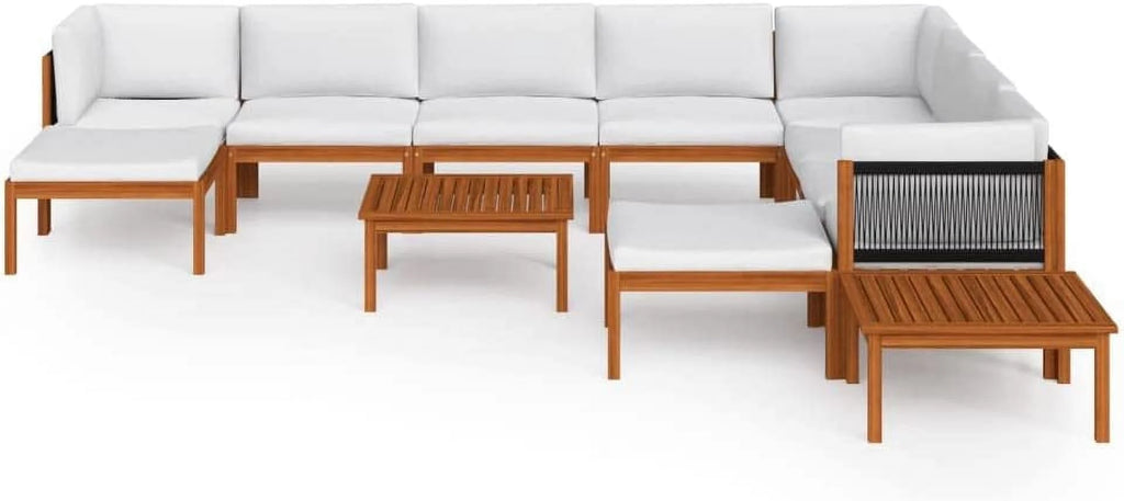 12 Piece Cream Solid Acacia Wood Patio Lounge Set Z245