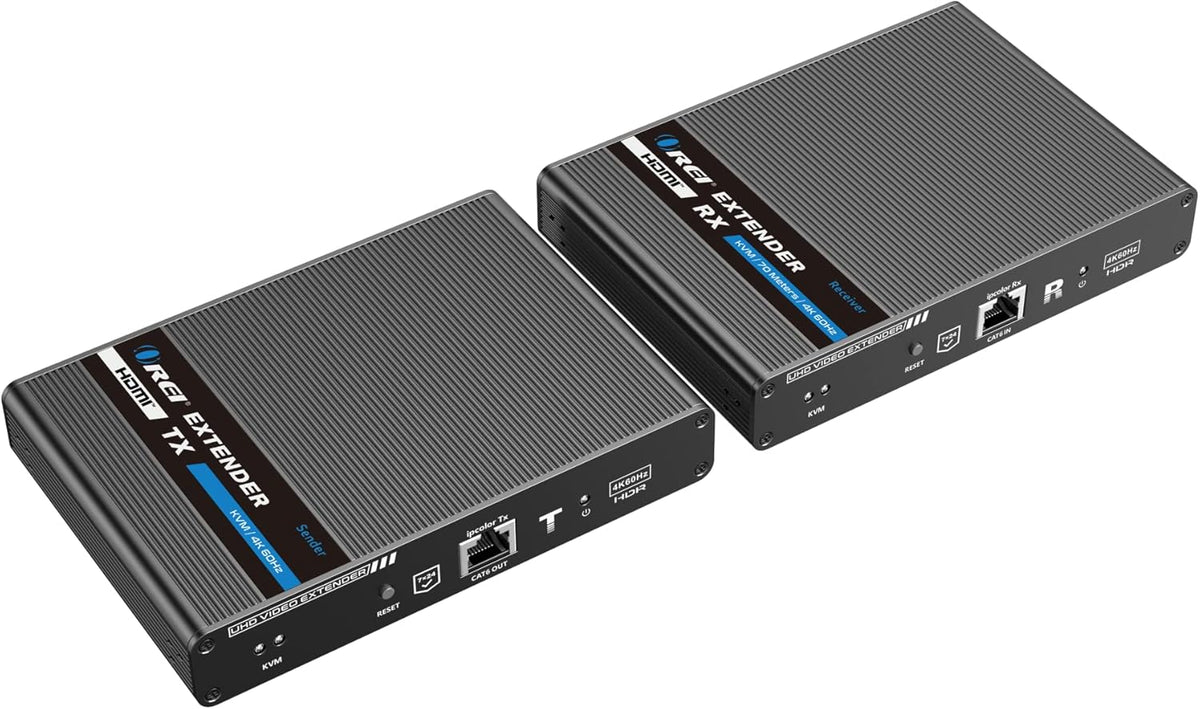 4K KVM HDMI Extender Over LAN Single CAT5e/CAT6A/CAT7 Cable Uncompressed 4K @ 60Hz Up to 230 Ft 4:4:4 Remote Keyboard Mouse USB Control Digital Full HD Z362913