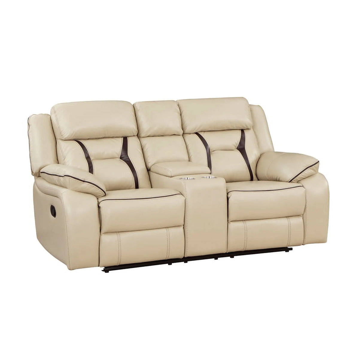 Beige Faux Leather Double Reclining Loveseat M784900