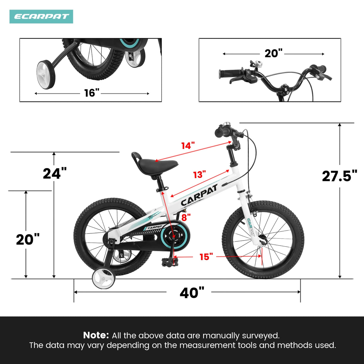 14 16 Inch Toddler Bike with Training Wheels W511682