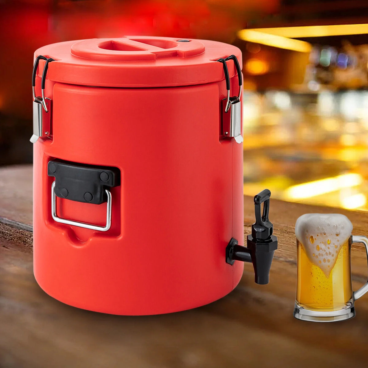 15L Round Stainless Steel Insulated Beverage Dispenser with Lid Y352