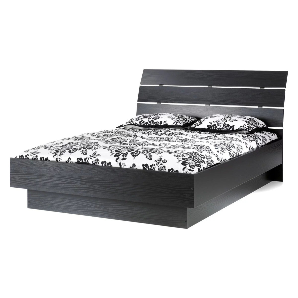 Queen Bed with Slats Black Woodgrain O83087