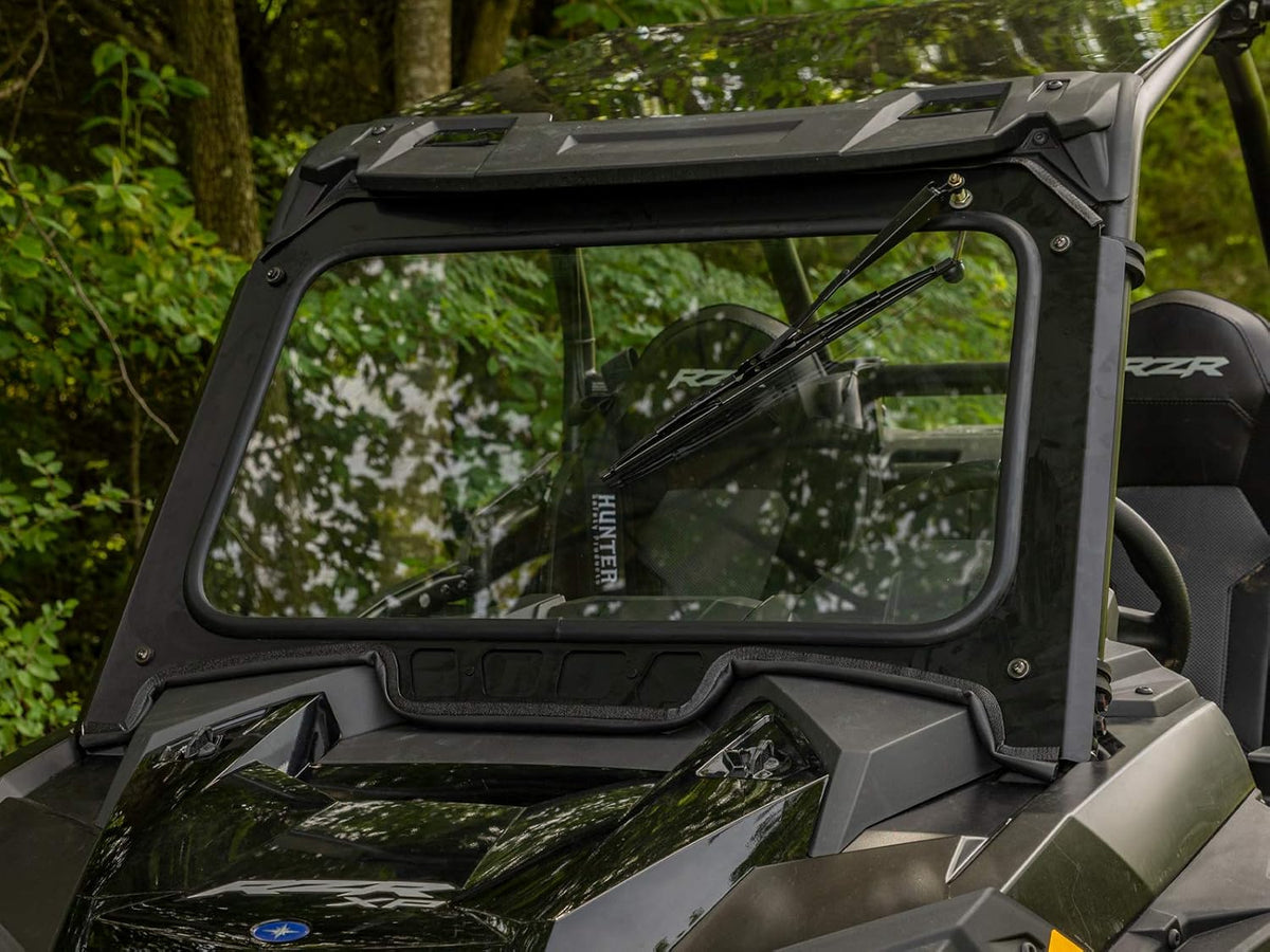 Vented Front Glass Windshield with Aluminum Frame and Manual Wiper Y342